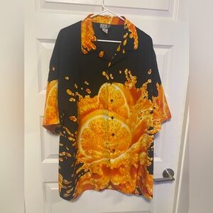 Vtg Trust Shirt Mens 2xl Asian Japanese Orange Soda/ Juice Splash Black/Orange